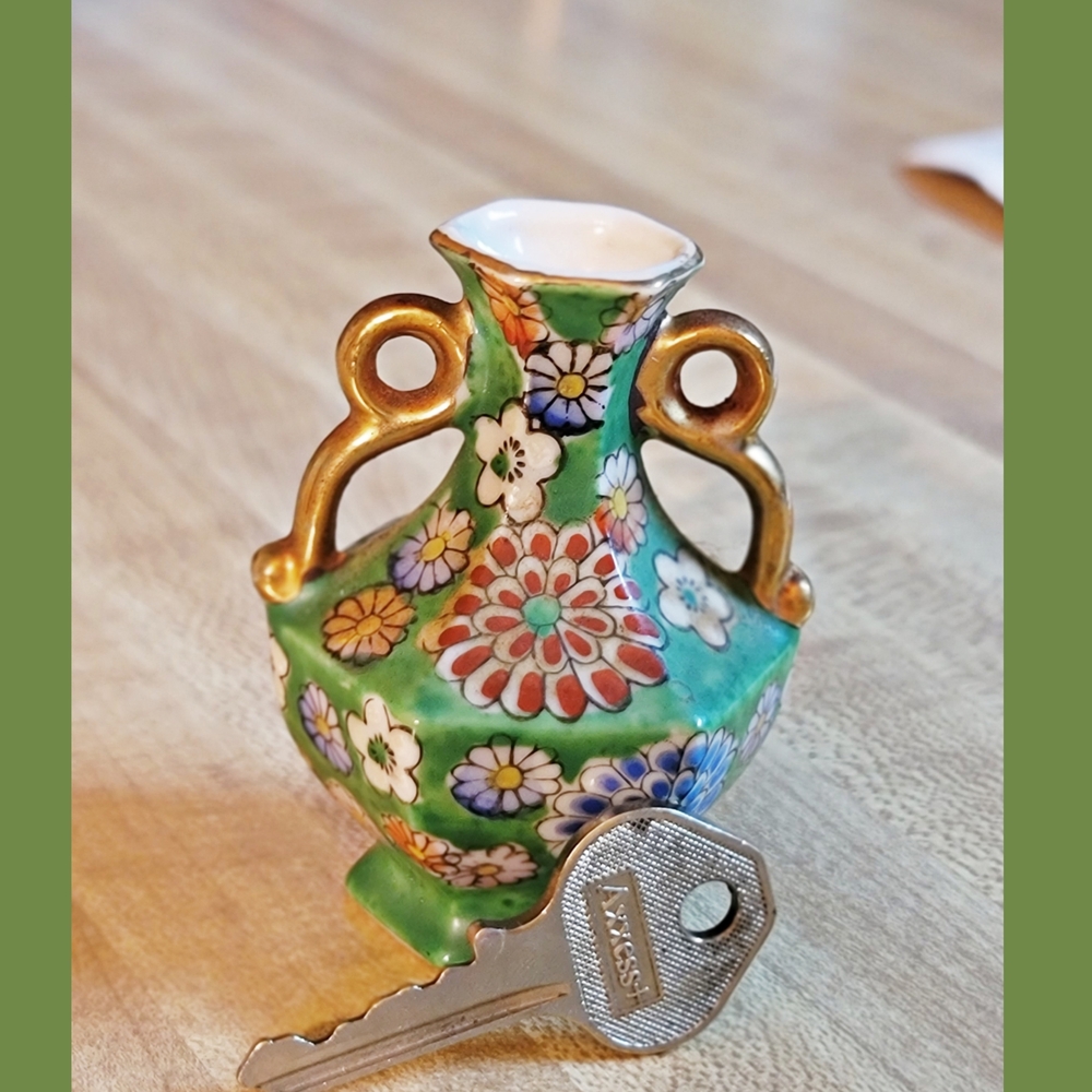 Floral Hexagonal Ceramic Vase